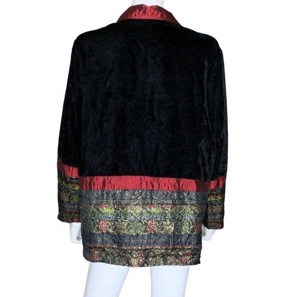Coldwater Creek Jacket Brocade Tapestry Black Velvet Blazer Artsy Women's Large - Picture 3 of 4